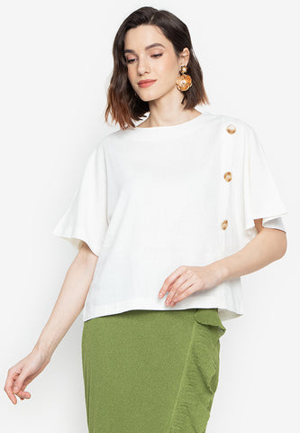 SAE BUTTONS BLOUSE (WHITE) 7809
