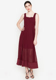 WINSLET DOTTED MAXI DRESS (WINE RED) 7902