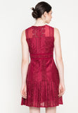 LILY EMBRO PLEATED DRESS (WINE RED) 7904