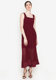 WINSLET DOTTED MAXI DRESS (WINE RED) 7902