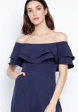ANDY DOUBLE LAYER OFFSHOULDER JUMPSUIT 7109 (NAVY BLUE)