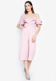 ANDY DOUBLE LAYER OFFSHOULDER JUMPSUIT 7109 (NUDE/PINK)