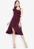 XANDRA FRILL DRESS 7213 (WINE RED)